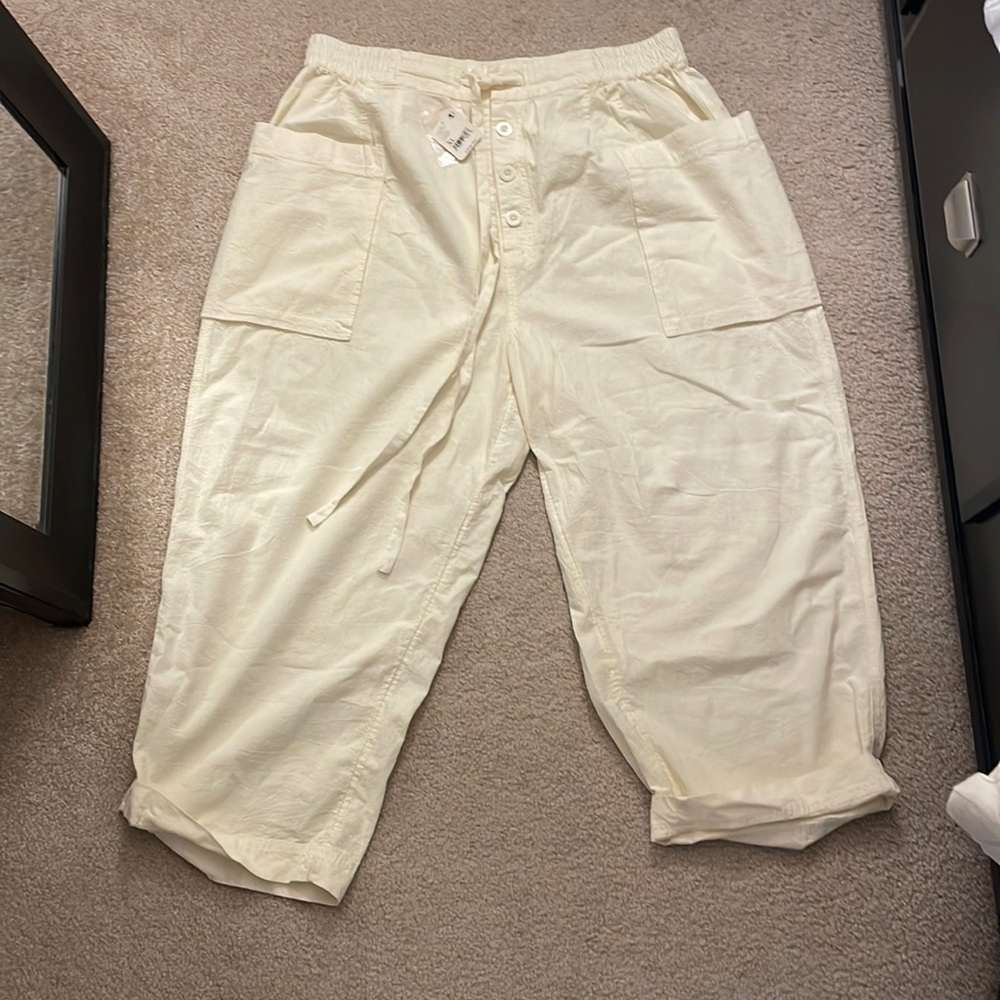 NWT Free People Draw String Cargo Pants- Ivory, size XL